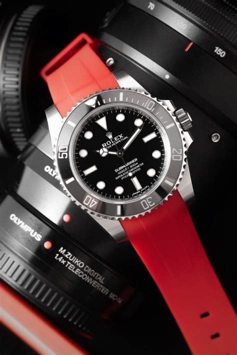 rolex submariner red rubber strap|More.